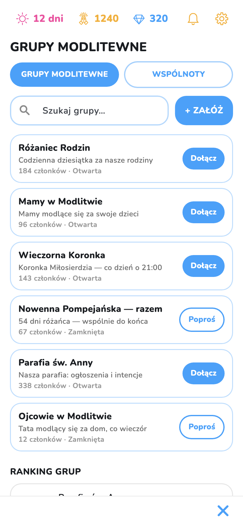 Lista grup modlitewnych